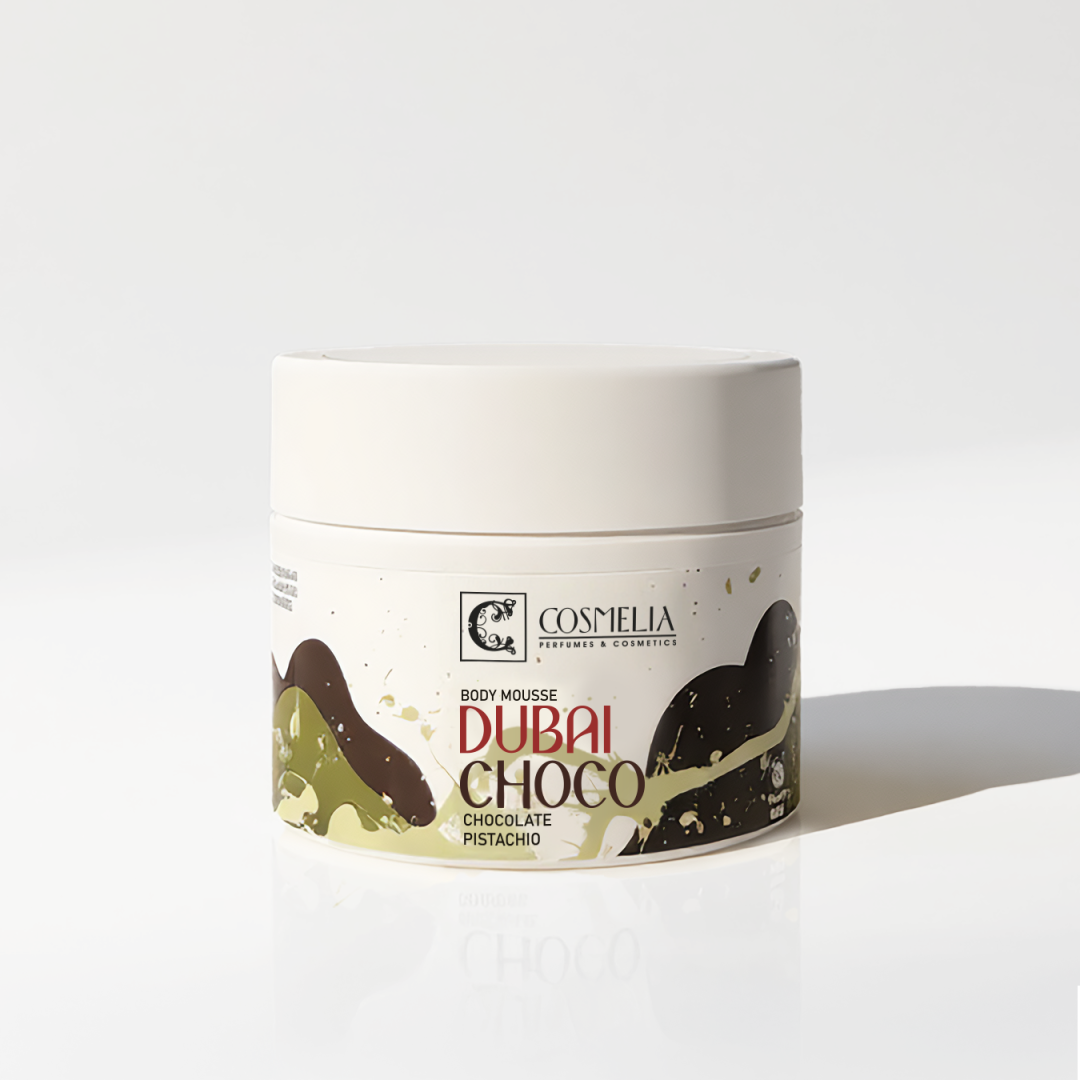 COSMELIA-dubai-choco-mousse Ενυδατική Κρέμα Σώματος με Βούτυρο Καριτέ & Άρωμα Σοκολάτας – Dubai Choco